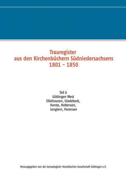Trauregister aus den Kirchenbüchern Südniedersachsens 1801 - 1850