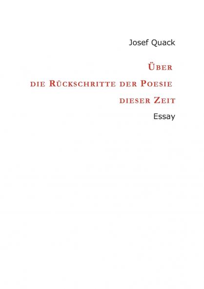 Über die Rückschritte der Poesie dieser Zeit