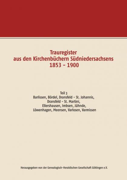 Trauregister aus den Kirchenbüchern Südniedersachsens 1853 - 1900