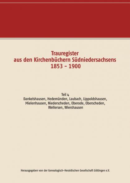 Trauregister aus den Kirchenbüchern Südniedersachsens 1853 - 1900