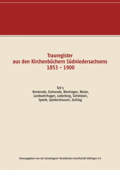 Trauregister aus den Kirchenb��chern S��dniedersachsens 1853 - 1900