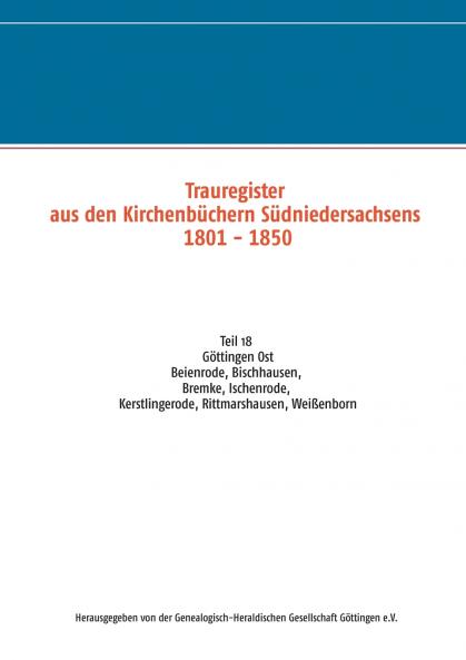 Trauregister aus den Kirchenbüchern Südniedersachsens 1801 - 1850