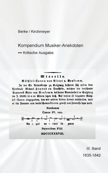 Kompendium Musiker-Anekdoten  Dritter Band 1835-1842