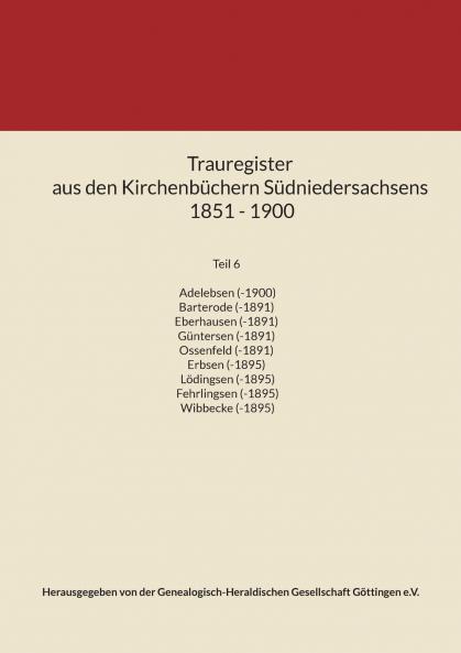Trauregister aus den Kirchenbüchern Südniedersachsens 1851 - 1900