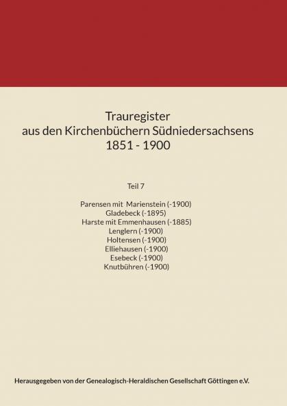 Trauregister aus den Kirchenbüchern Südniedersachsens 1851 - 1900