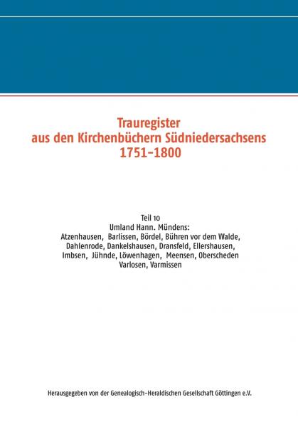Trauregister aus den Kirchenbüchern Südniedersachsens 1751-1800