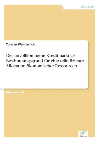 Der unvollkommene Kreditmarkt als Bestimmungsgrund für eine teileffiziente Allokation ökonomischer Ressourcen