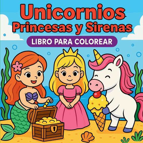 Unicornios Princesas y Sirenas  Libro para colorear