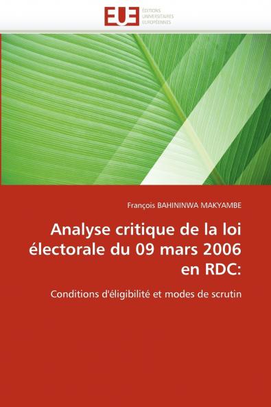 Analyse critique de la loi électorale du 09 mars 2006 en rdc