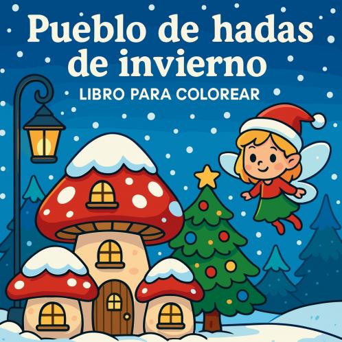 Pueblo de hadas de invierno - Libro para colorear