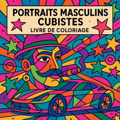 Portraits masculins cubistes - Livre de coloriage
