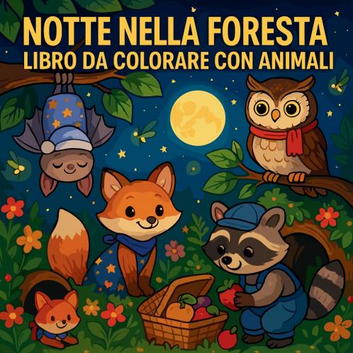 Notte nella foresta - Libro da colorare con animali