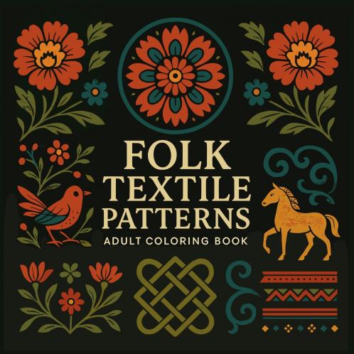 Folk Textile Patterns - Adult Coloring Book