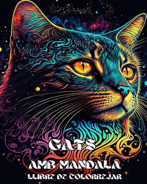 Gats amb mandales - Llibre per pintar per a adults