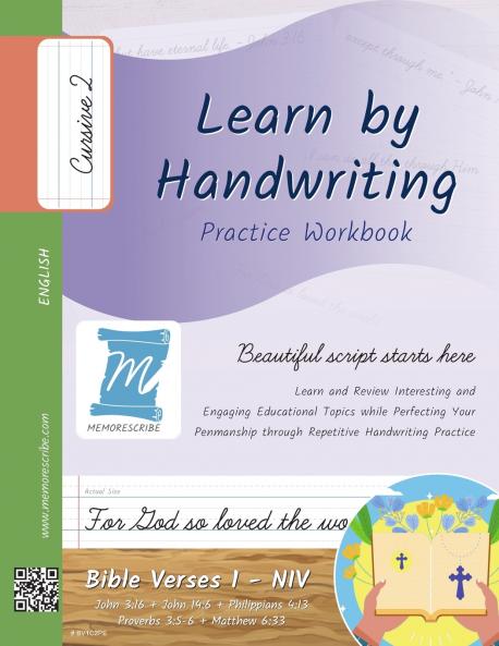 Handwriting Practice Workbook - Bible Verses 1 - NIV - Cursive Level 2