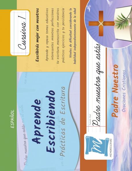 Prácticas de Escritura - Oración Padre Nuestro - Letra Cursiva Nivel 1