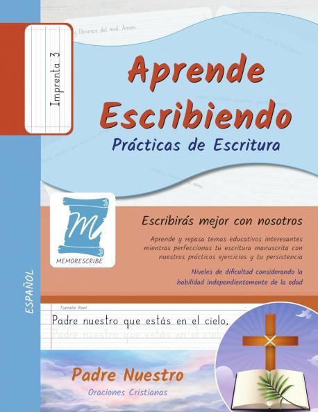 Prácticas de Escritura - Oración Padre Nuestro - Letra Imprenta Nivel 3