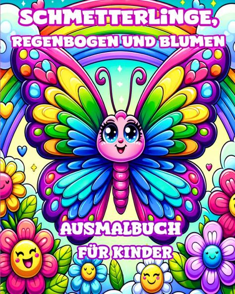 Schmetterlinge Regenbogen und Blumen Ausmalbuch für Kinder