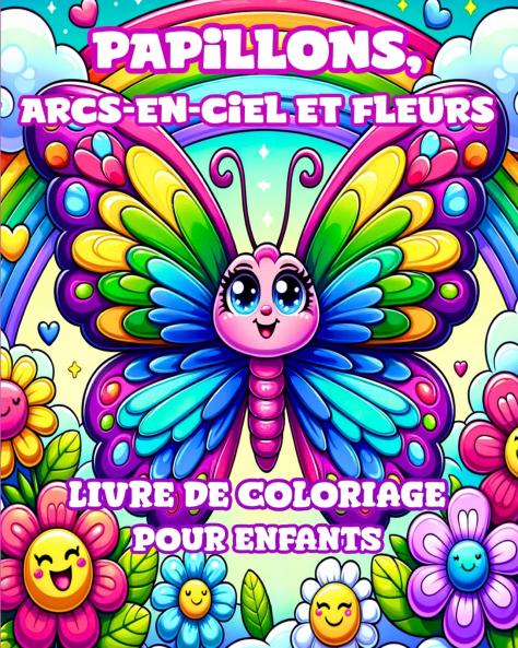 Livre de coloriage Papillons Arcs-en-ciel et Fleurs pour Enfants