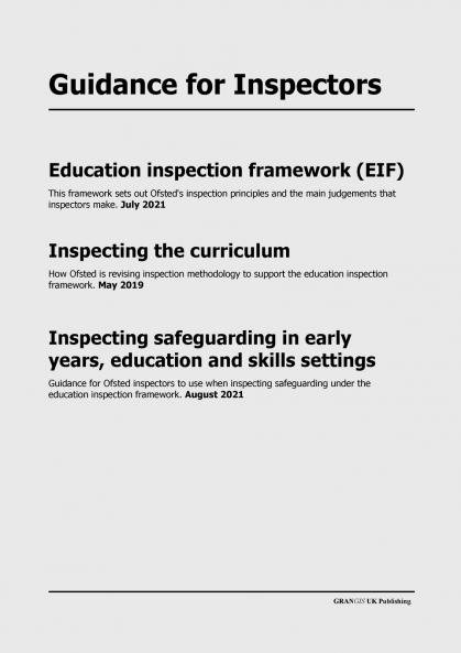 Guidance for Inspectors