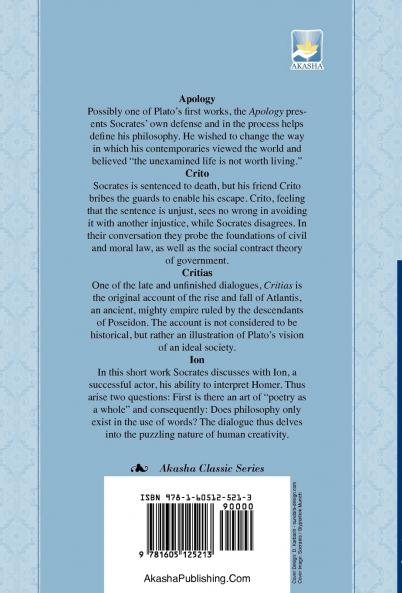 Apology Crito Critias and ION Dialogues of Plato