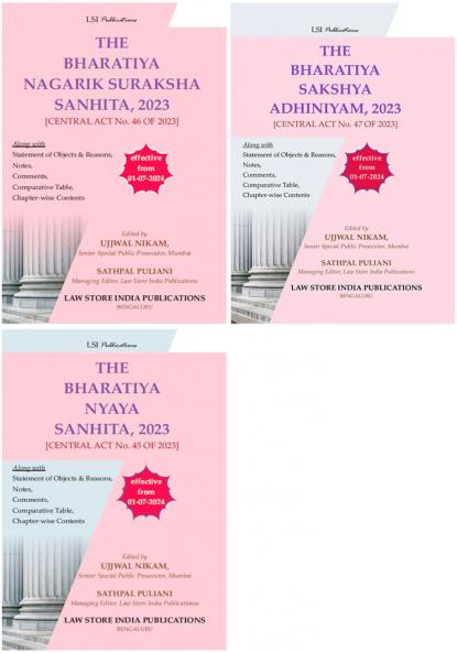 New Criminal Laws (English Edition)Combo set (3books)-Bharatiya Nyaya Sanhita 2023(BNS-2024) & Bharatiya Nagarik Suraksha Sanhita 2023(BNSS-2024) & Bharatiya Sakshya Adhiniyama 2023 (BSA-2024)