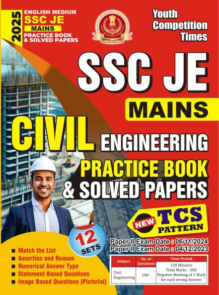 2024-25 SSC JE Mains Civil Engineering Practice Book and Solved Papers 224 450 E.