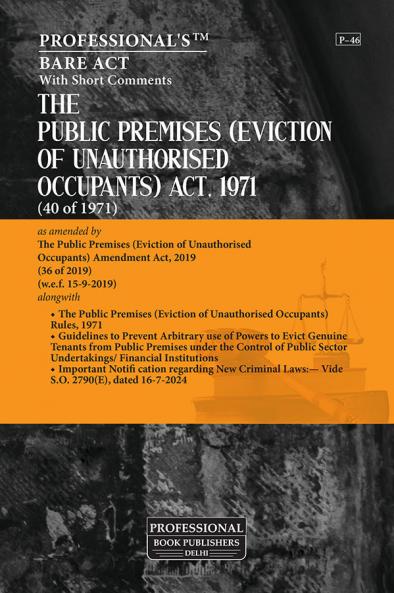 Public Premises (Eviction of Unauthorised Occupants) Act 1971 as amended by Public Premises (Eviction of Unauthorised Occupants) Amendment Act 2019