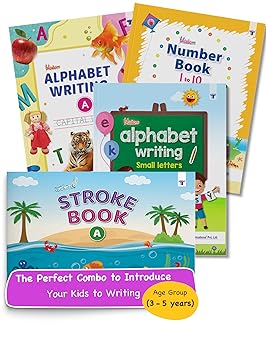 Nursery Writing Books for Kids (Combo of 4 books viz. Nurture_Stroke Book A Blossom_Alphabet Writing Small Letters Blossom_Alphabet Writing Capital Letters and Blossom_Number Book 1 to 10)