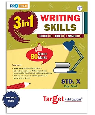 Std 10 English Hindi & Marathi 3 in 1 Writing Skills Book Secure 80 Marks | SSC English Medium Maharashtra Board | Non-Textual Passages Letter & Speech Writing | Based on Latest Board Paper Pattern