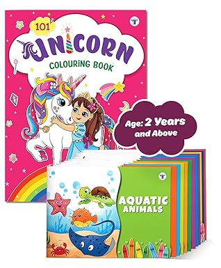 101 Unicorn Colouring & Colouring Boxset of 12 for Kids Age 2+ Years | Drawing Painting & Copy Coloring for Children | Includes themes like Unicorns Animals Transport Toys & more