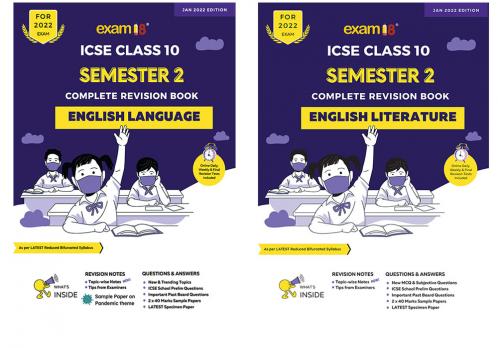 Exam18 ICSE Combo: English Language Complete Topicwise and Literature MCQ & Subjective Revision Book (Semester 2) Class 10 March 2022 Exams (Set of 2 books)