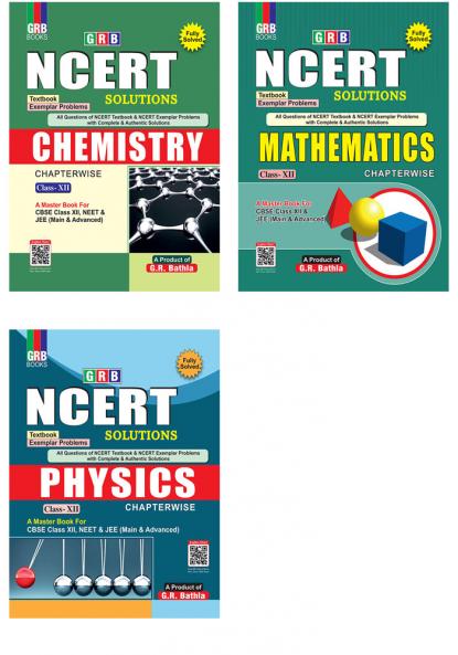 G.R Bathla Combo: NCERT Solutions Chemistry Mathematics and Physics for Class-XII (Set of 3 books)