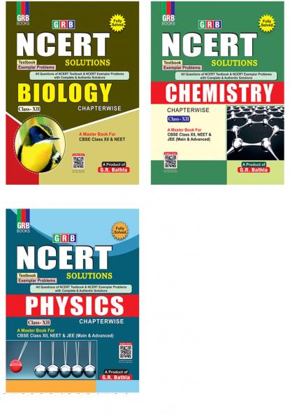 G.R Bathla Combo: NCERT Solutions Chemistry Biology and Physics for Class-XII (Set of 3 books) - 2024-2025