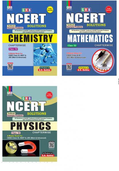 G.R Bathla Combo: NCERT Solutions Chemistry Mathematics and Physics for Class-XI (Set of 3 books) - 2024-2025