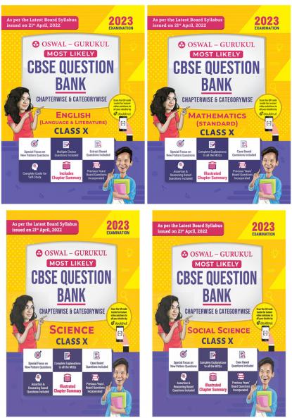 Oswal-Gurukul Most Likely CBSE Question Bank Class 10 Bundles (Set of 4) : Maths Science English & Social Science for Exam 2023