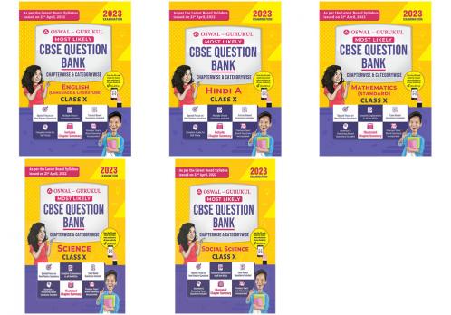 Oswal-Gurukul Most Likely CBSE Question Bank Class 10 Bundles (Set of 5) : Maths Science English Hindi-A & Social Science for Exam 2023
