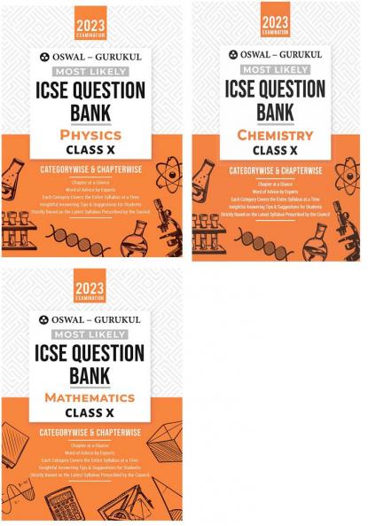 Oswal-Gurukul Most Likely ICSE Question Bank Class 10 Bundles (Set of 3) : Physics Chemistry & Maths for Exam 2023