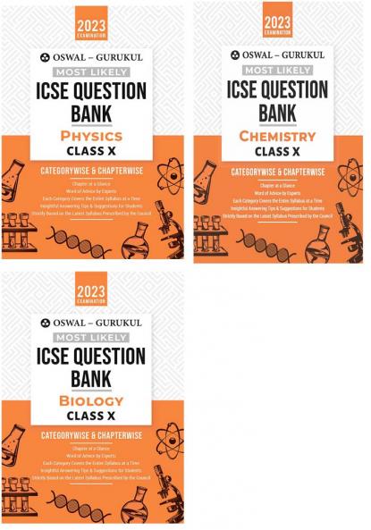 Oswal-Gurukul Most Likely ICSE Question Bank Class 10 Bundles (Set of 3) : Physics Chemistry & Biology for Exam 2023
