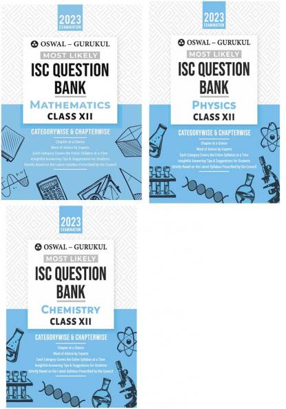 Oswal-Gurukul Most Likely ISC Question Bank Class 12 Bundles (Set of 3) : Physics Chemistry & Maths for Exam 2023