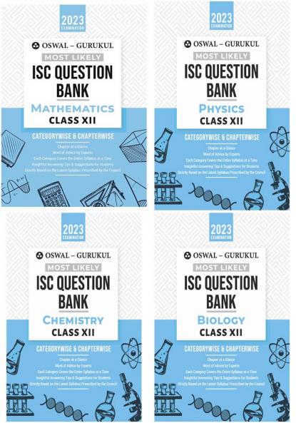 Oswal-Gurukul Most Likely ISC Question Bank Class 12 Bundles (Set of 4) : Physics Chemistry Maths & Biology for Exam 2023