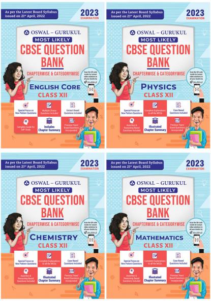 Oswal-Gurukul Most Likely CBSE Question Bank Class 12 Bundles (Set of 4) : Physics Chemistry Maths & English for Exam 2023