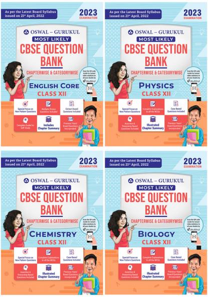 Oswal-Gurukul Most Likely CBSE Question Bank Class 12 Bundles (Set of 4) : Physics Chemistry Biology & English for Exam 2023