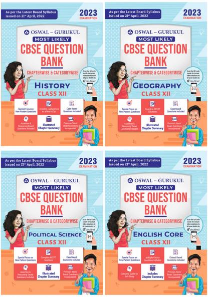Oswal-Gurukul Most Likely CBSE Question Bank Class 12 Bundles (Set of 4) : History Geography Political Science & English for Exam 2023