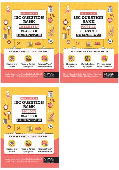 Most Likely ISC Science Stream PCB Question Bank Class 12 Bundles (Set of 3) : Physics Chemistry & Biology for Exam 2024