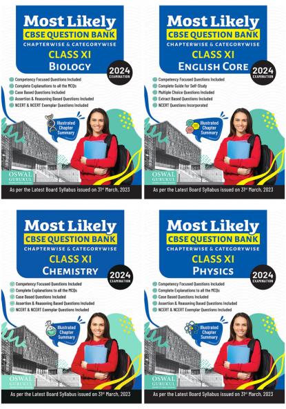 Most Likely CBSE Question Bank Class 11 Bundles (Set of 4) : Physics Chemistry Biology & English for Exam 2024