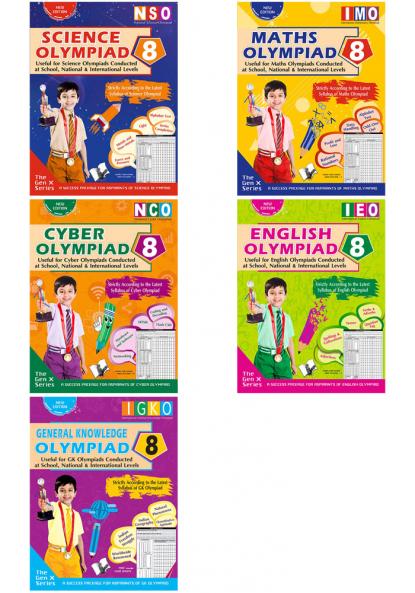 V&S Publishers IEO-IMO-NCO-NSO-IGKO(English Mathematics Computers Science General Knowledge) Olympiad Guidebooks Combo Class - 8 (Set of 5 Books)