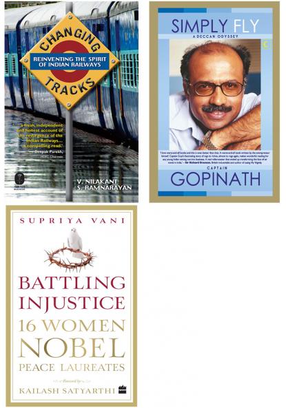 Combo of Changing Tracks : Reinviting The Spirit Of Indian Railway  Simply Fly by Gopinath Capt. G R and BATTLING INJUSTICE by Vani Supriya (Set of 3 Books)