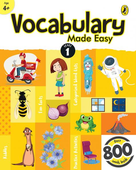 Vocabulary Made Easy Level 1: Fun Interactive English Vocab Builder Activity & Practice Book with Pictures for Kids 4+ Collection of 800+ Everyday Words Fun Facts Riddles for Children Grade 1