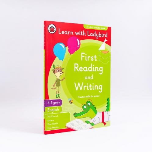 First Reading and Writing: A Learn With Ladybird 4 in 1 Activity Book - Pen Control Letters First Words & First Phonics - Practice Skills for School (3-5 Years)
